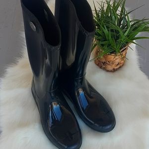 UGG glossy black rain boots